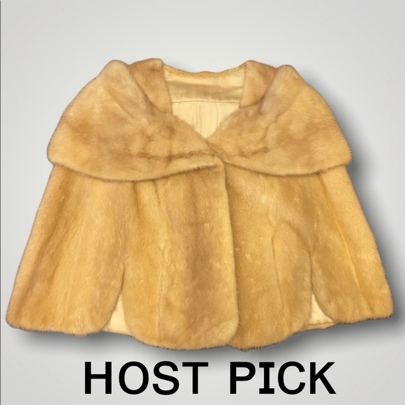 Jackets & Blazers - Vintage Genuine Blonde Mink Fur Cape Collar Wrap